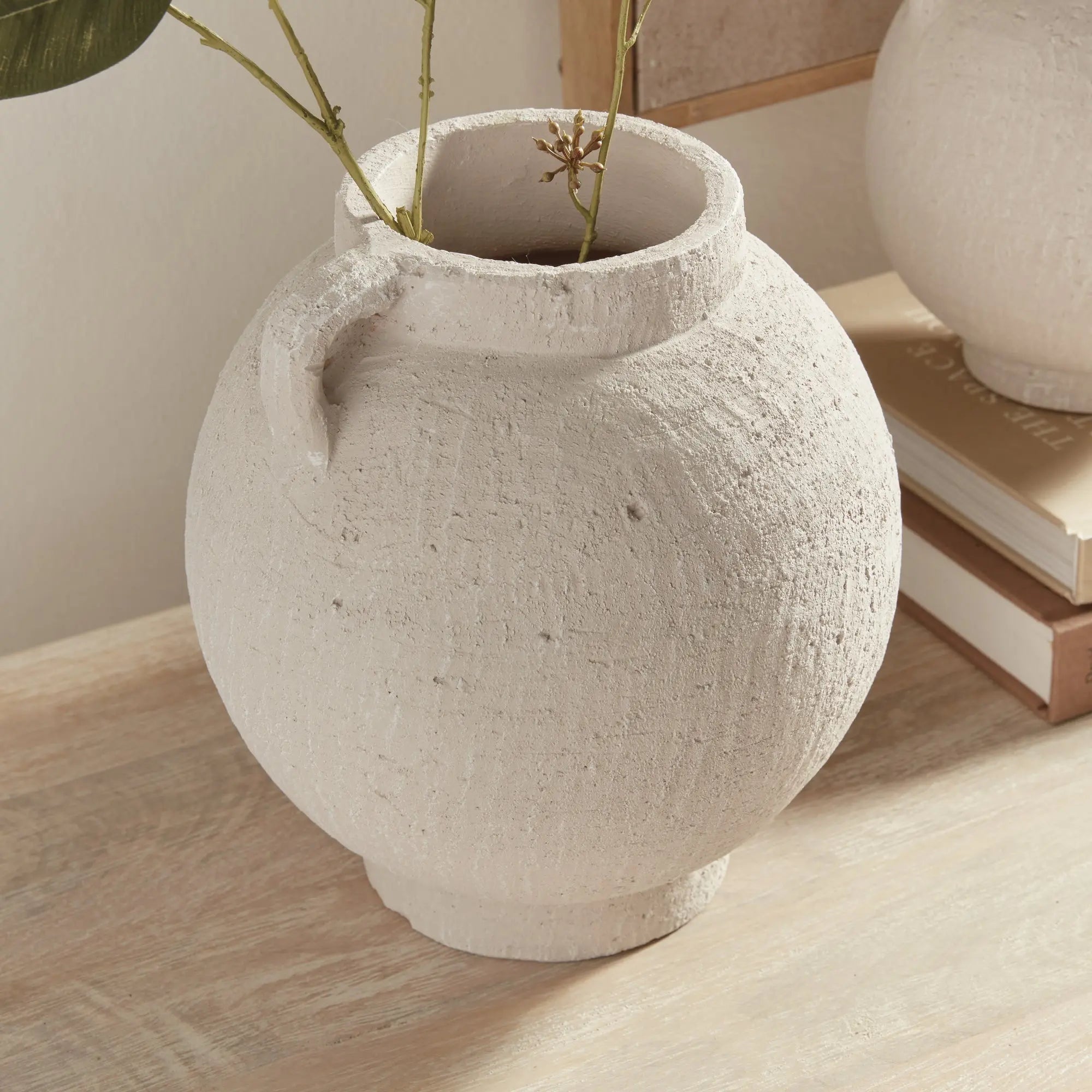 Gianna white terracotta vases – small, medium, and large