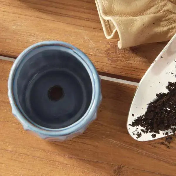 Dezie Mini Pots - Set of 6 Reactive Glaze Stoneware (Cream, Green, or Blue) - Villa Decor & Design