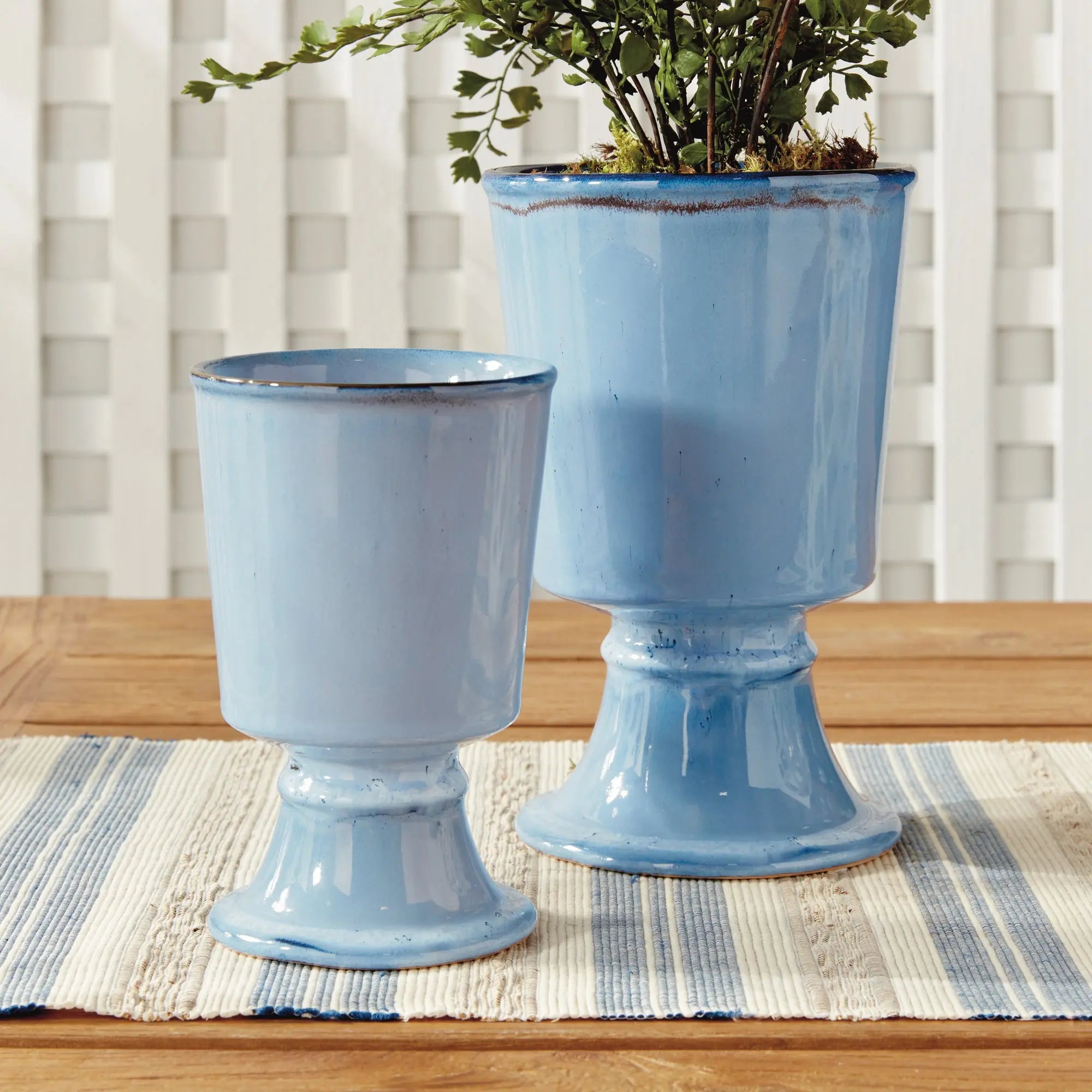 Kelcy Footed Cahcepots, SET OF 2 | BLUE