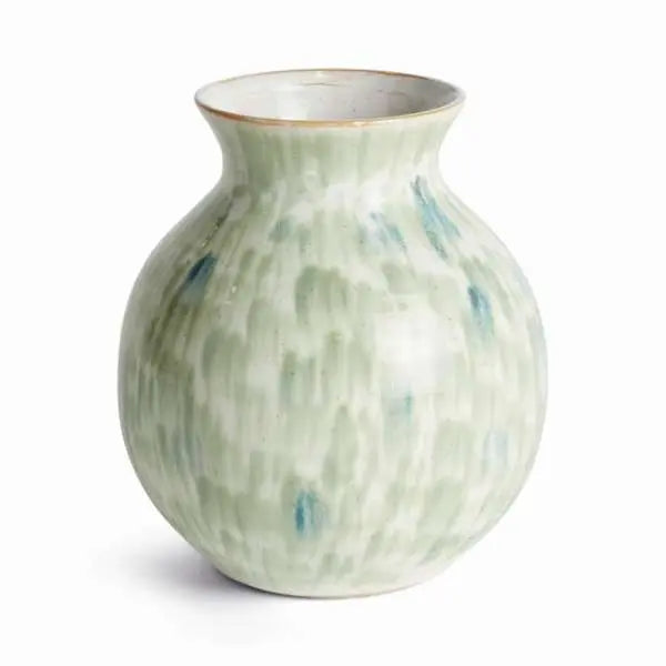 Brosse Vase - Hand-Painted Green & Blue Stoneware Vase - Villa Decor & Design