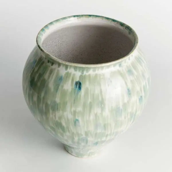 Brosse Grande Vase - Hand-Painted Green-Blue Stoneware (Small or Large) - Villa Decor & Design