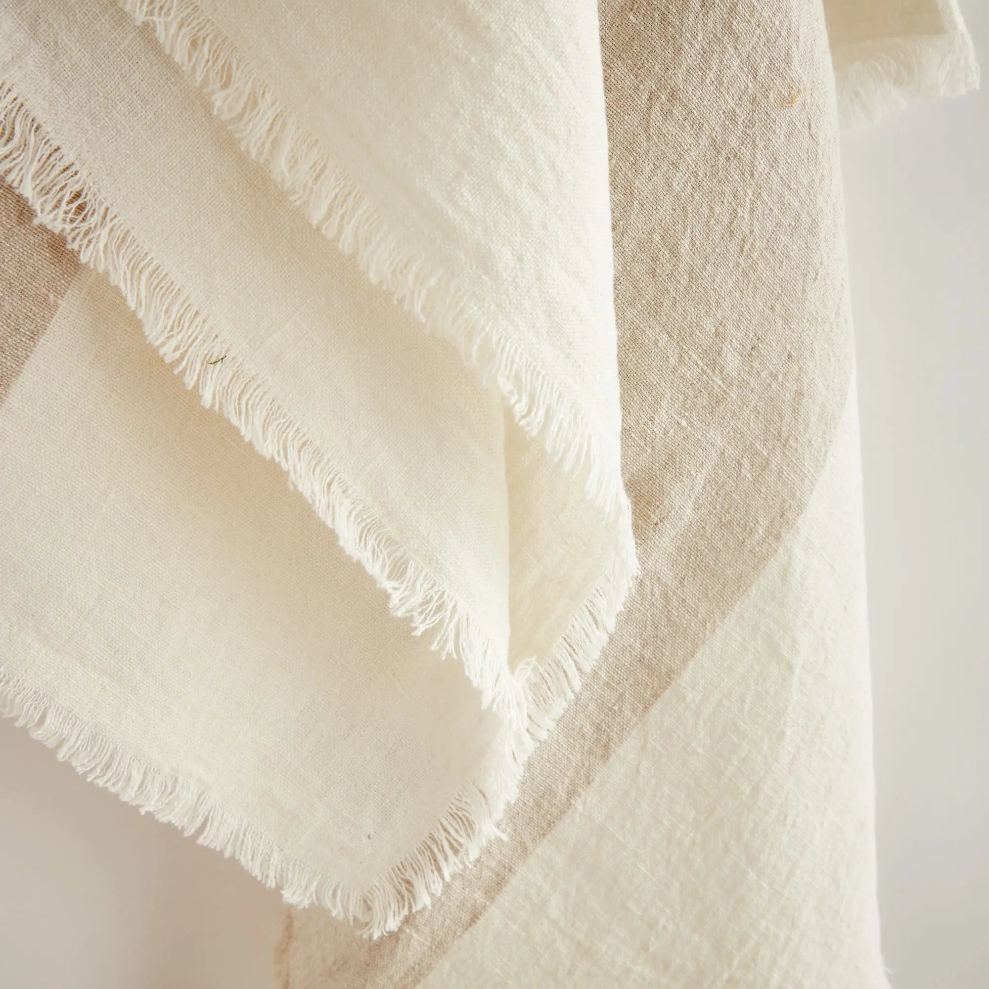 Anika European Linen Throw - FLAX/IVORY