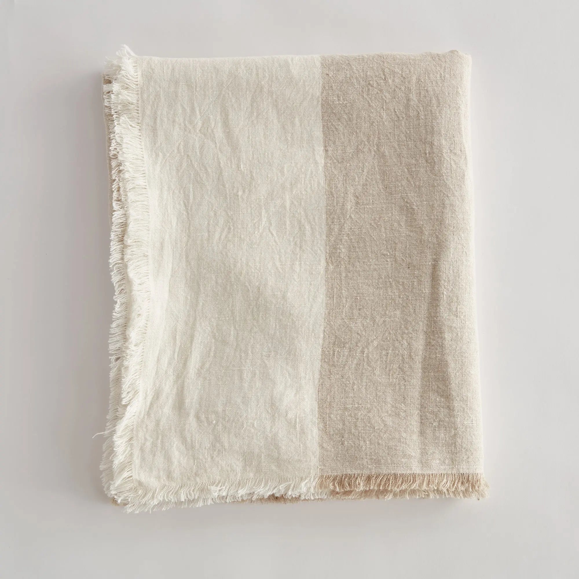 Anika European Linen Throw - FLAX/IVORY
