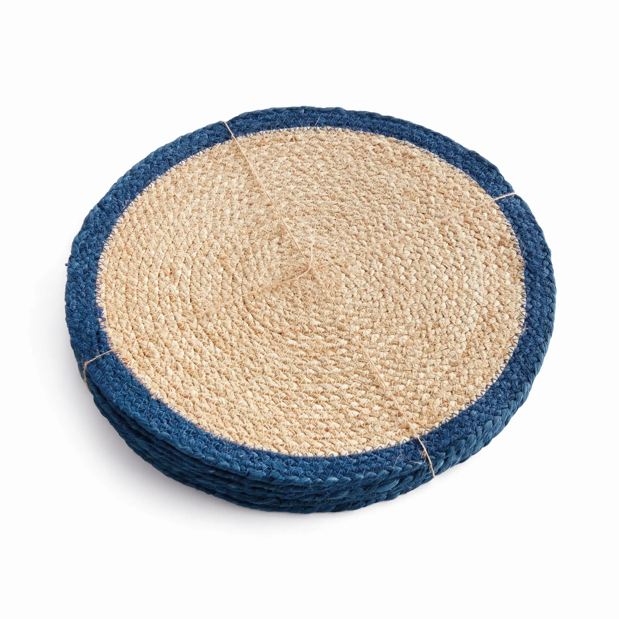 Jute Coil Round Placemats – Set of 8 | Natural with Color Trim Options - Villa Decor & Design