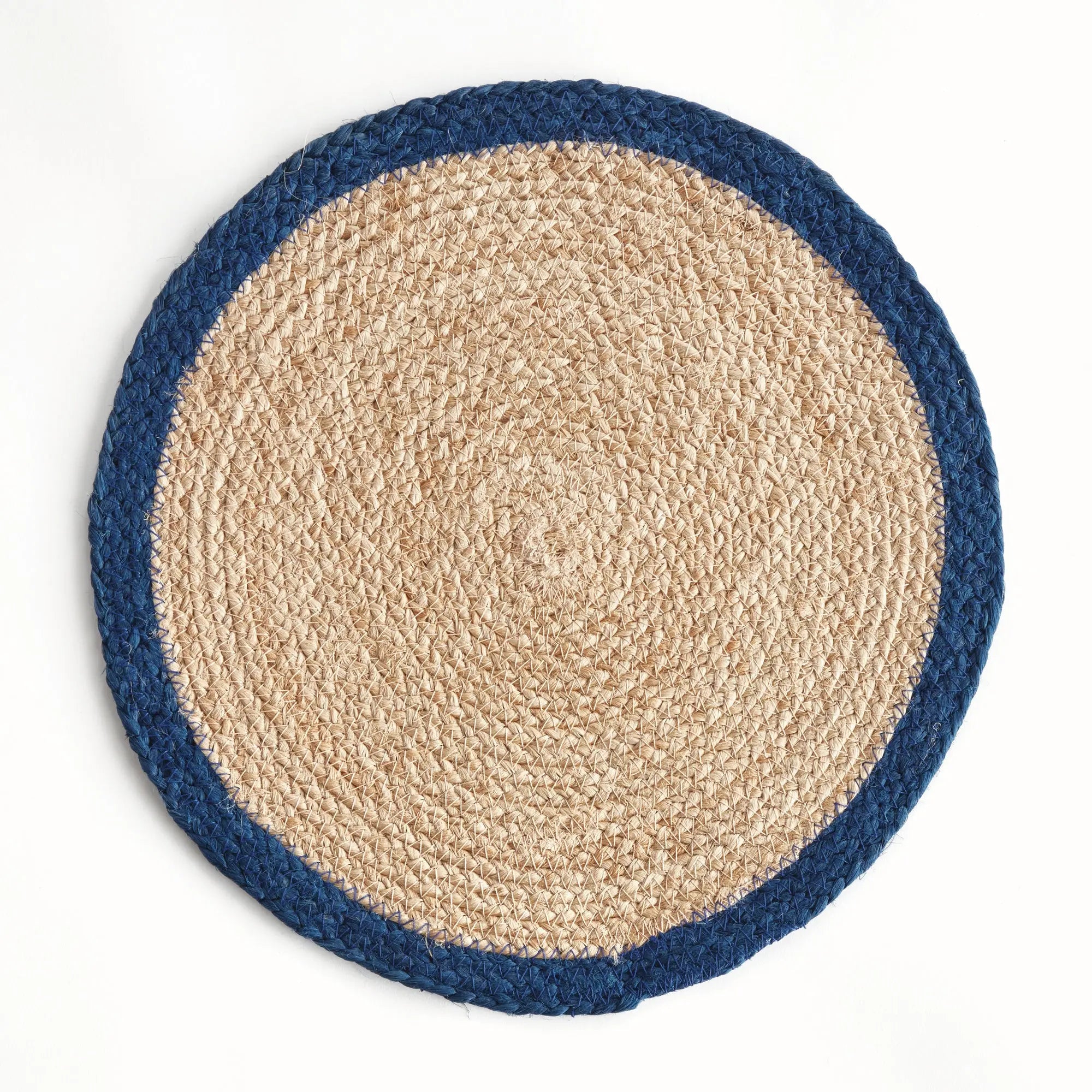 Jute Coil Round Placemats – Set of 8 | Natural with Color Trim Options - Villa Decor & Design