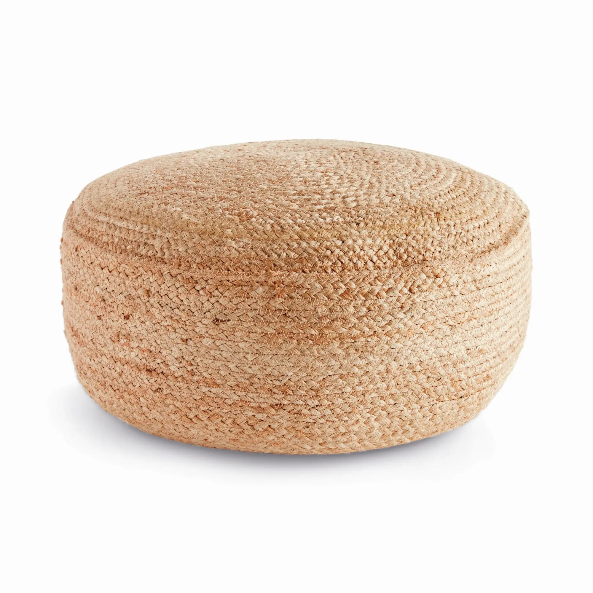 Round natural jute floor cushion