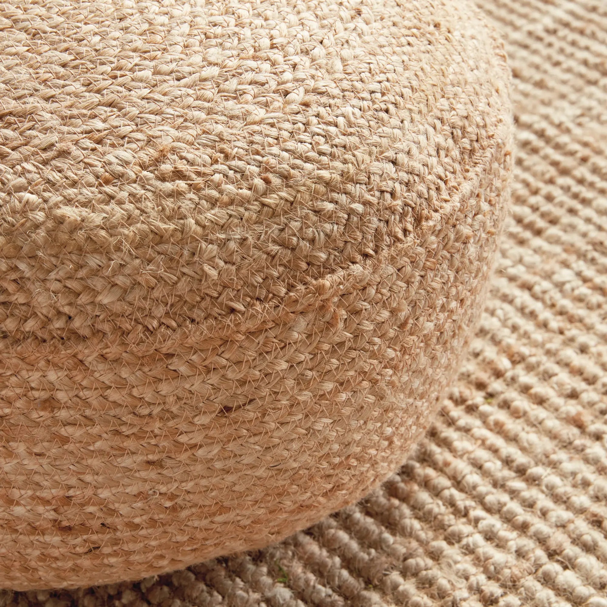 Round natural jute floor cushion