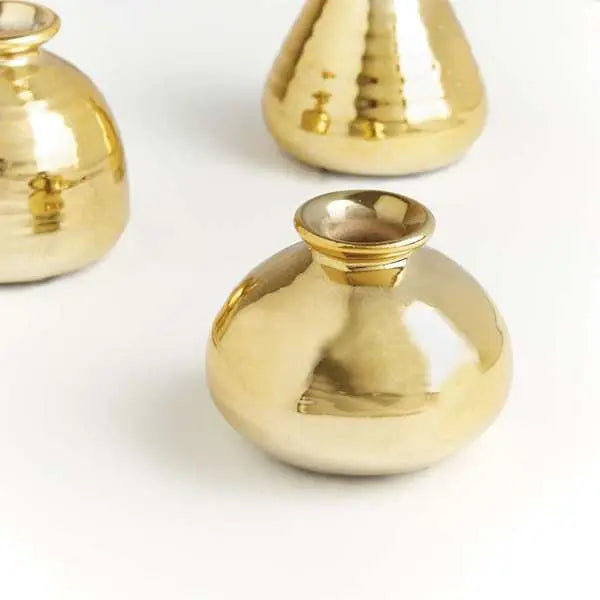 Tinsley Bud Vases - Set of 3 Champagne Gold Stoneware Vases - Villa Decor & Design