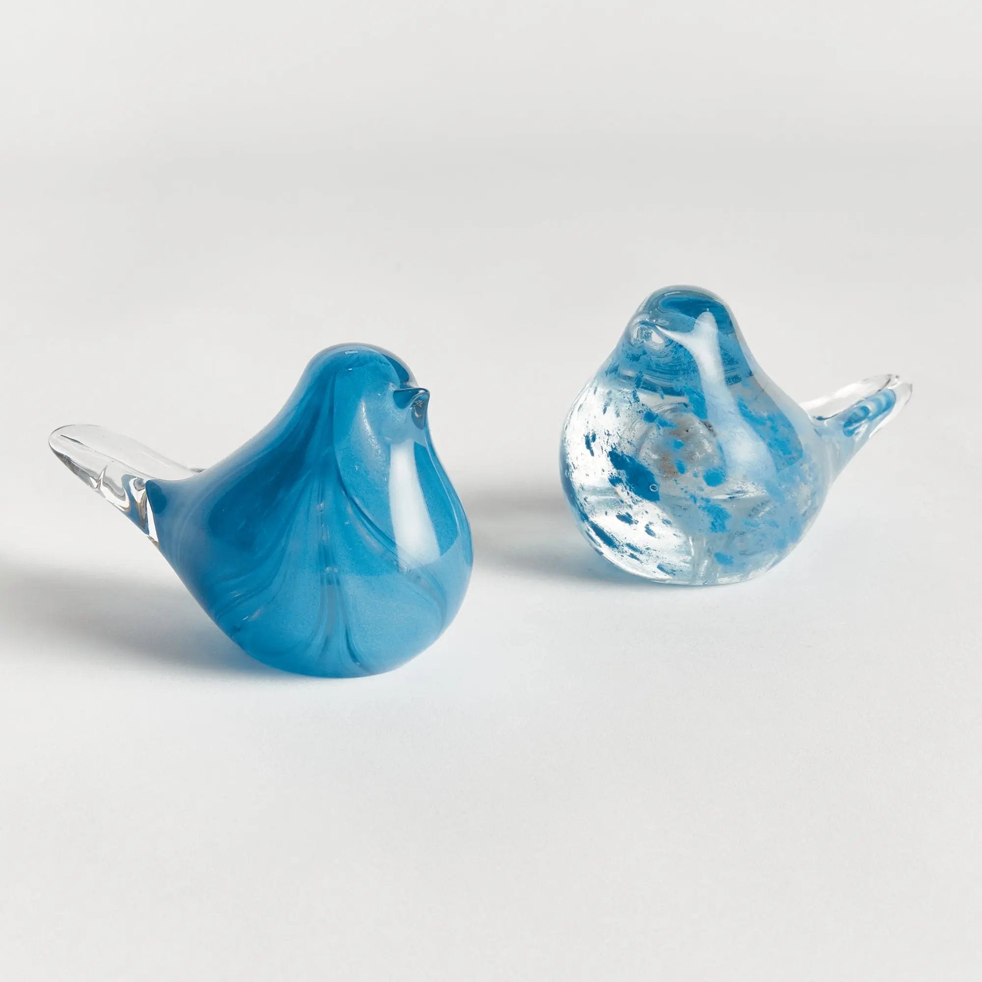 Little Finches Bird Sculptures, Set of 2 | Transparent Melon or Blue Napa Home & Garden