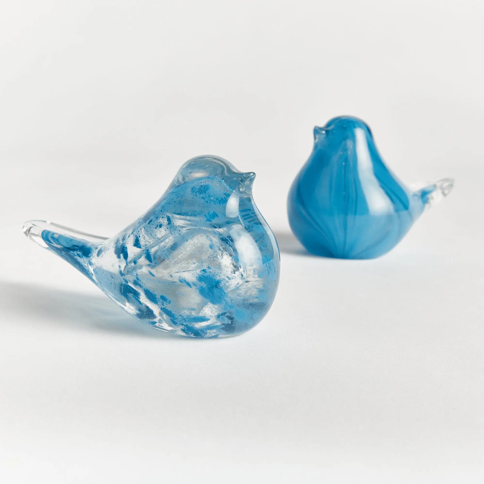 Little Finches Bird Sculptures, Set of 2 | Transparent Melon or Blue Napa Home & Garden