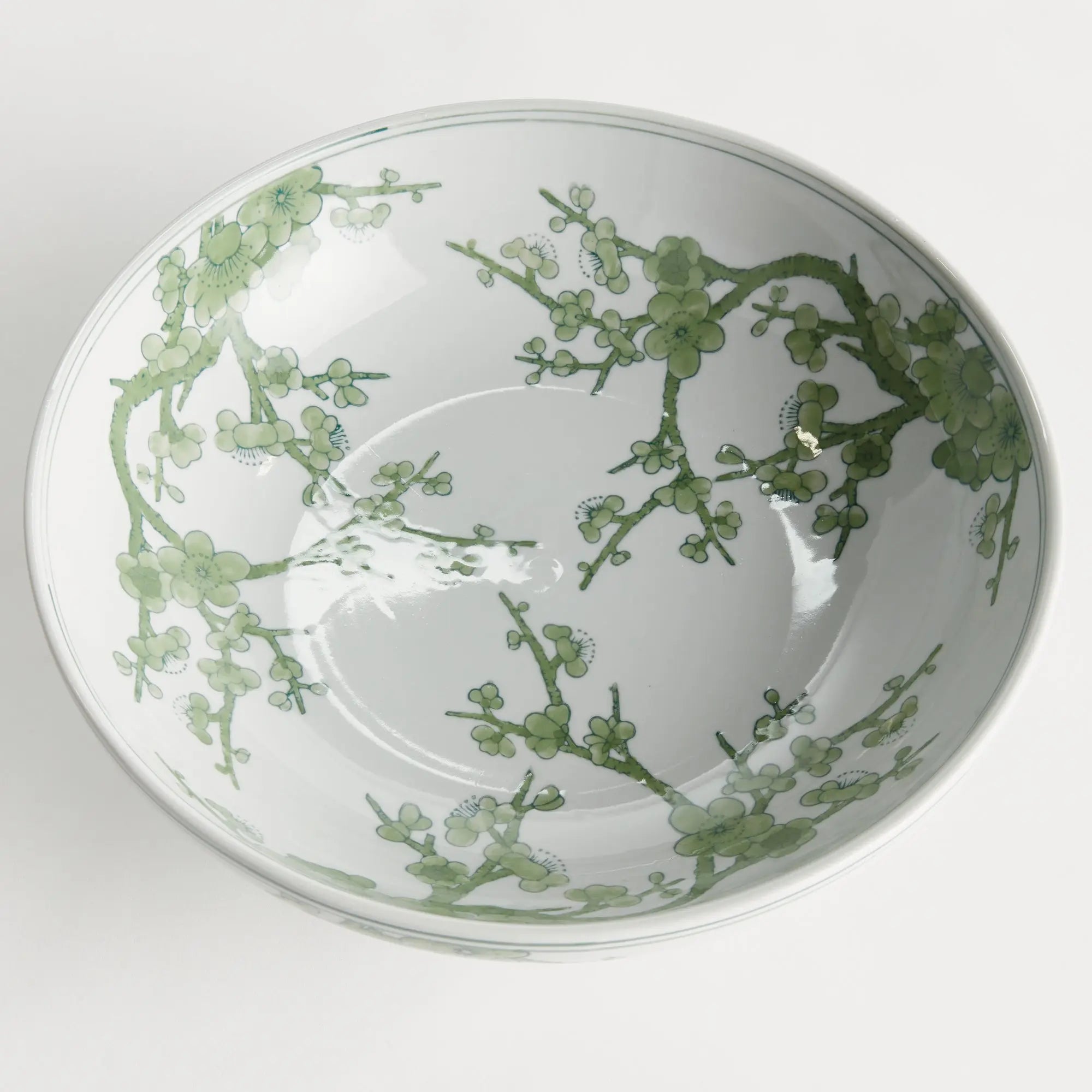 Imperial Empress Decorative Footed Bowl - handcrafted green and white chinoiserie ceramic bowl with elevated base for elegant home décor
