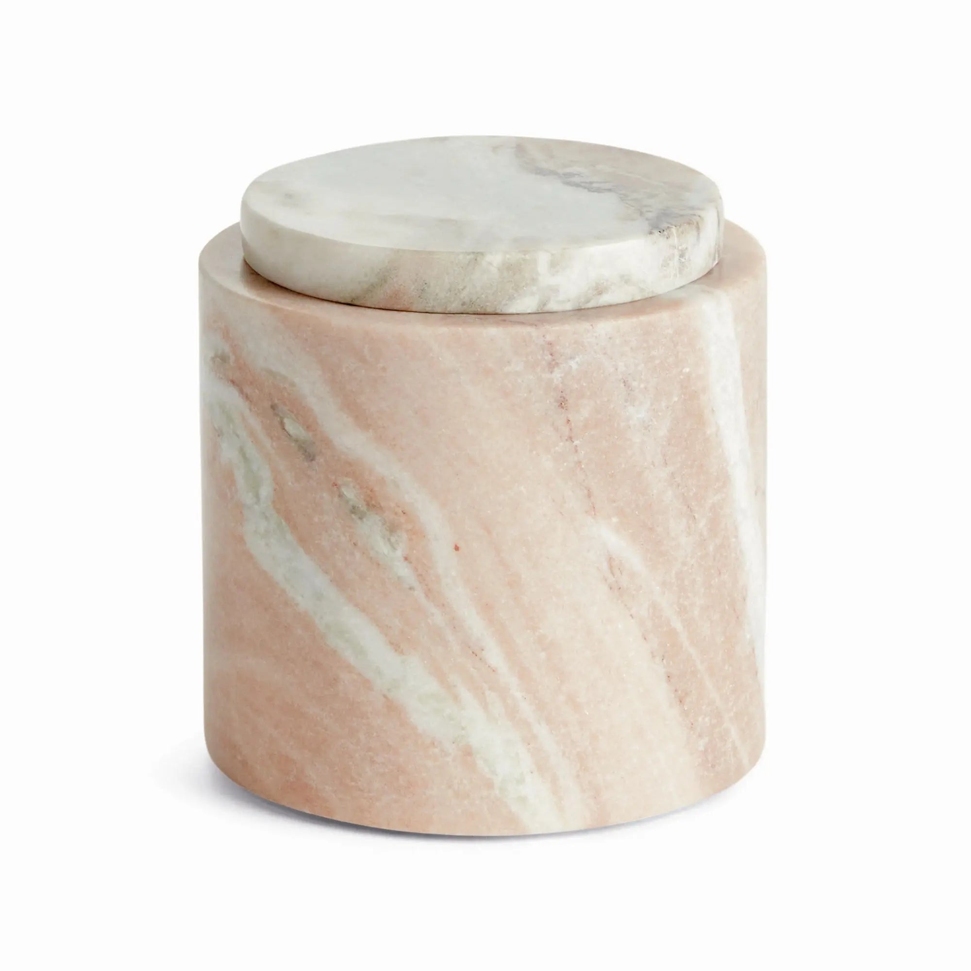 Jaqueline round marble lidded box with natural brown veining