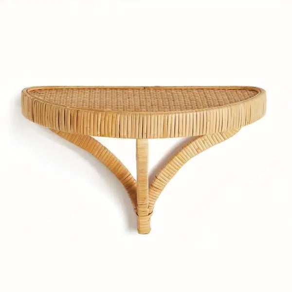 Cambria Woven Wall Bracket - Rattan Wrapped Coastal Wall Shelf - Villa Decor & Design