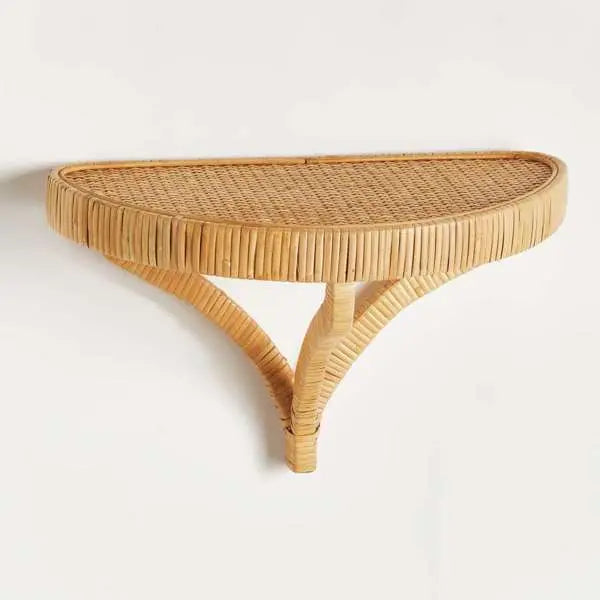 Cambria Woven Wall Bracket - Rattan Wrapped Coastal Wall Shelf - Villa Decor & Design