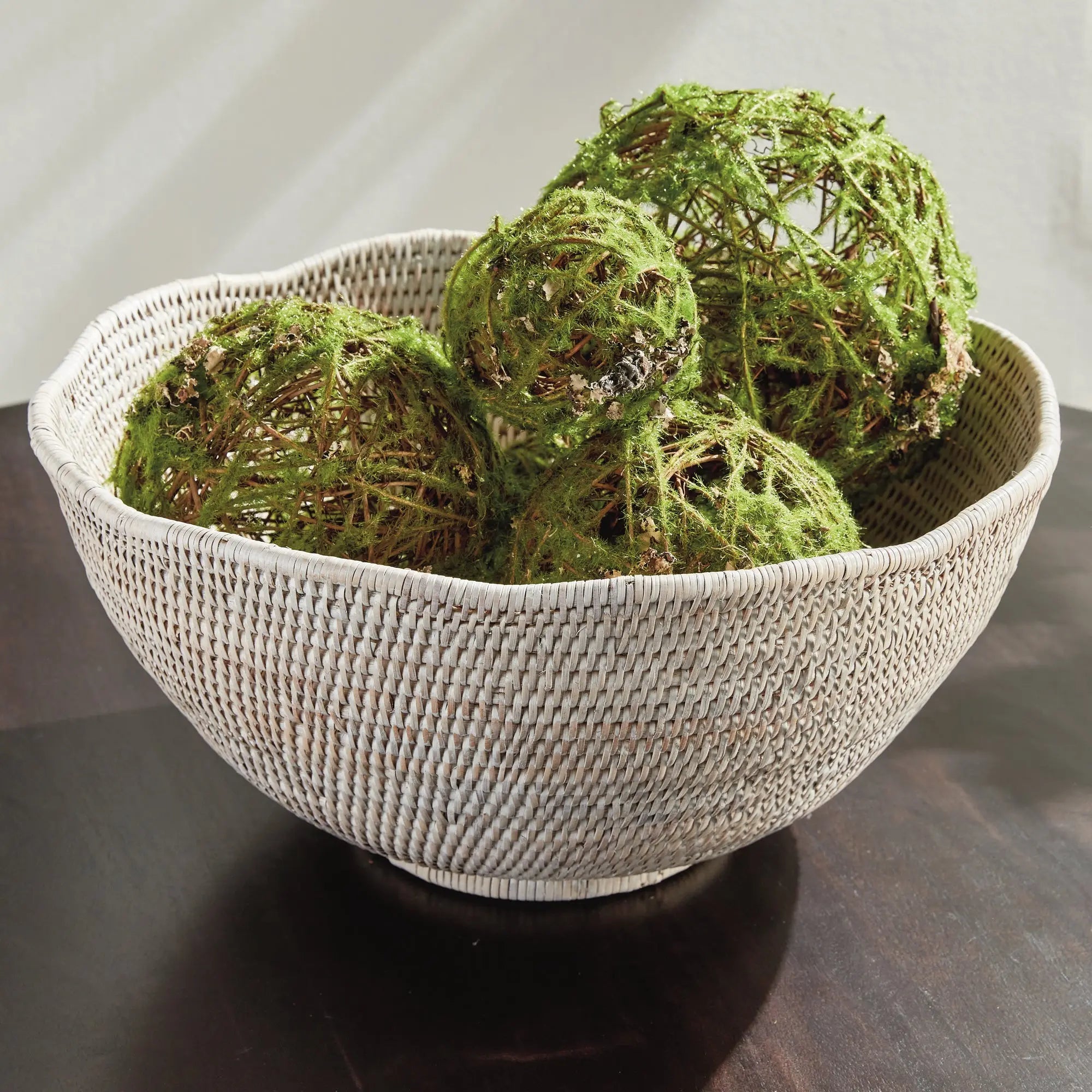 Burma Rattan Scalloped Edge Bowl - LARGE