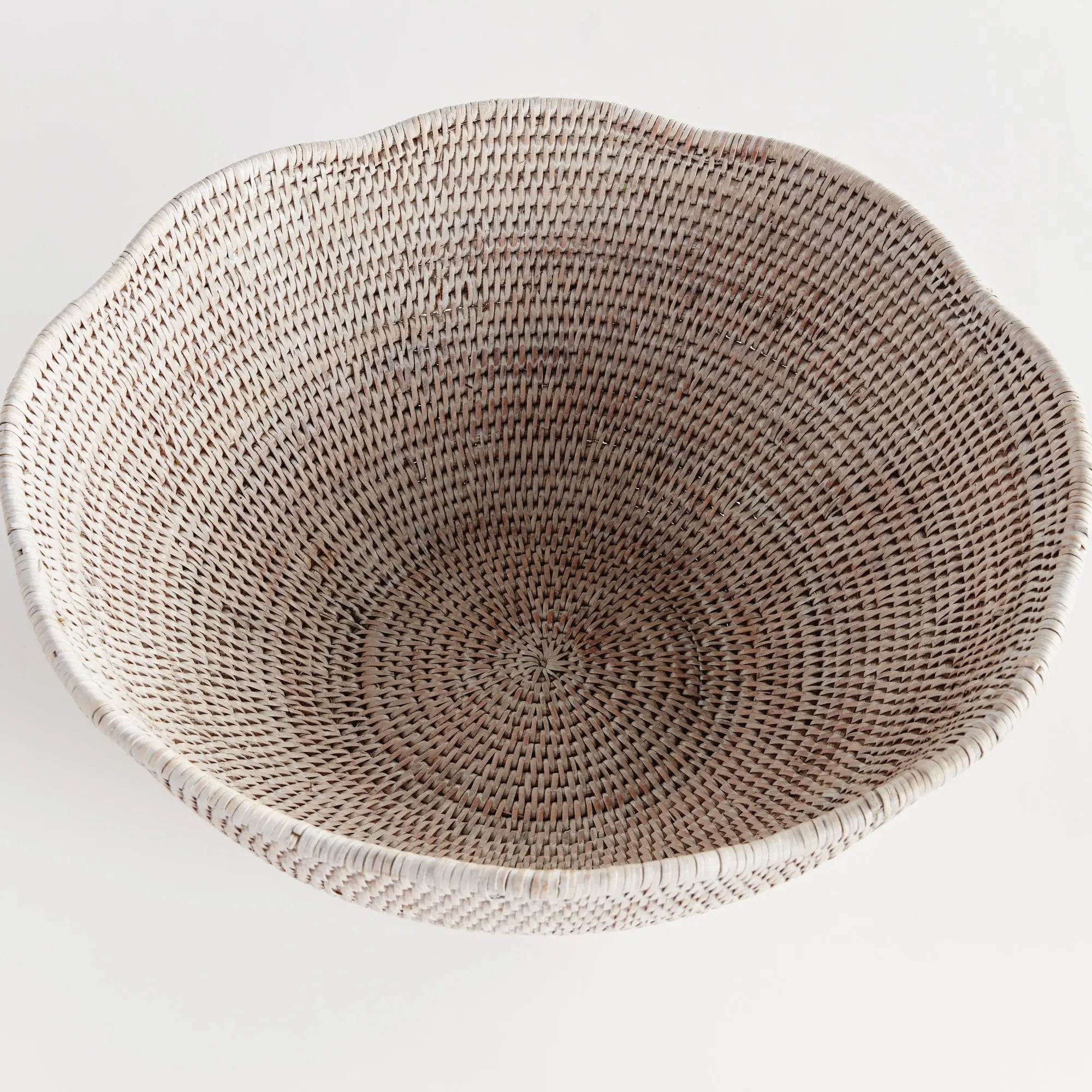 Burma Rattan Scalloped Edge Bowl - LARGE