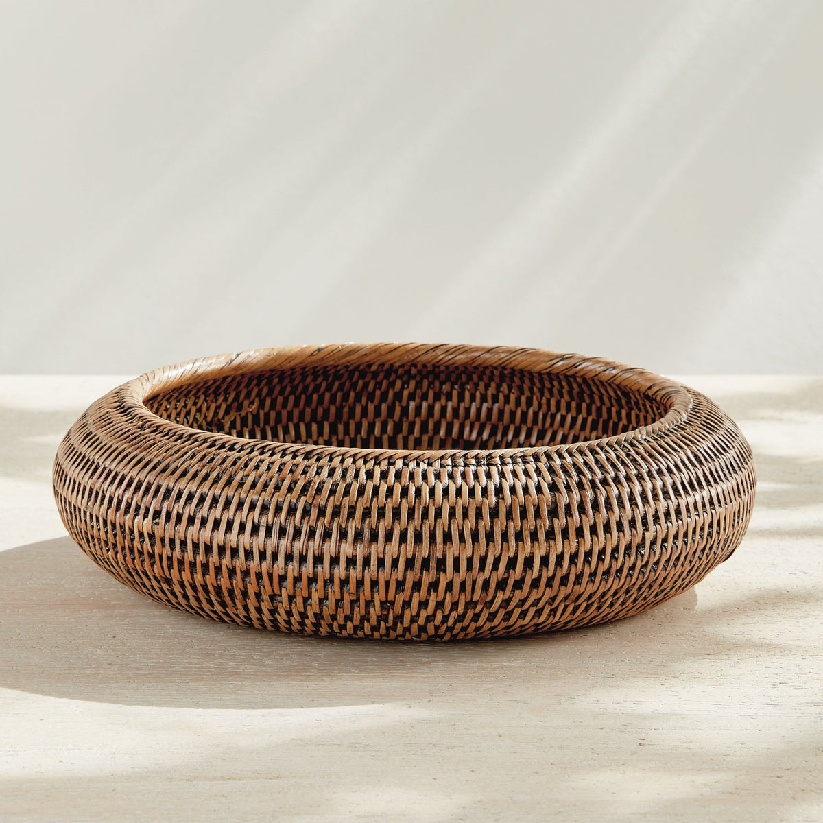 Burma Rattan Shallow Display Bowls, Set of 2