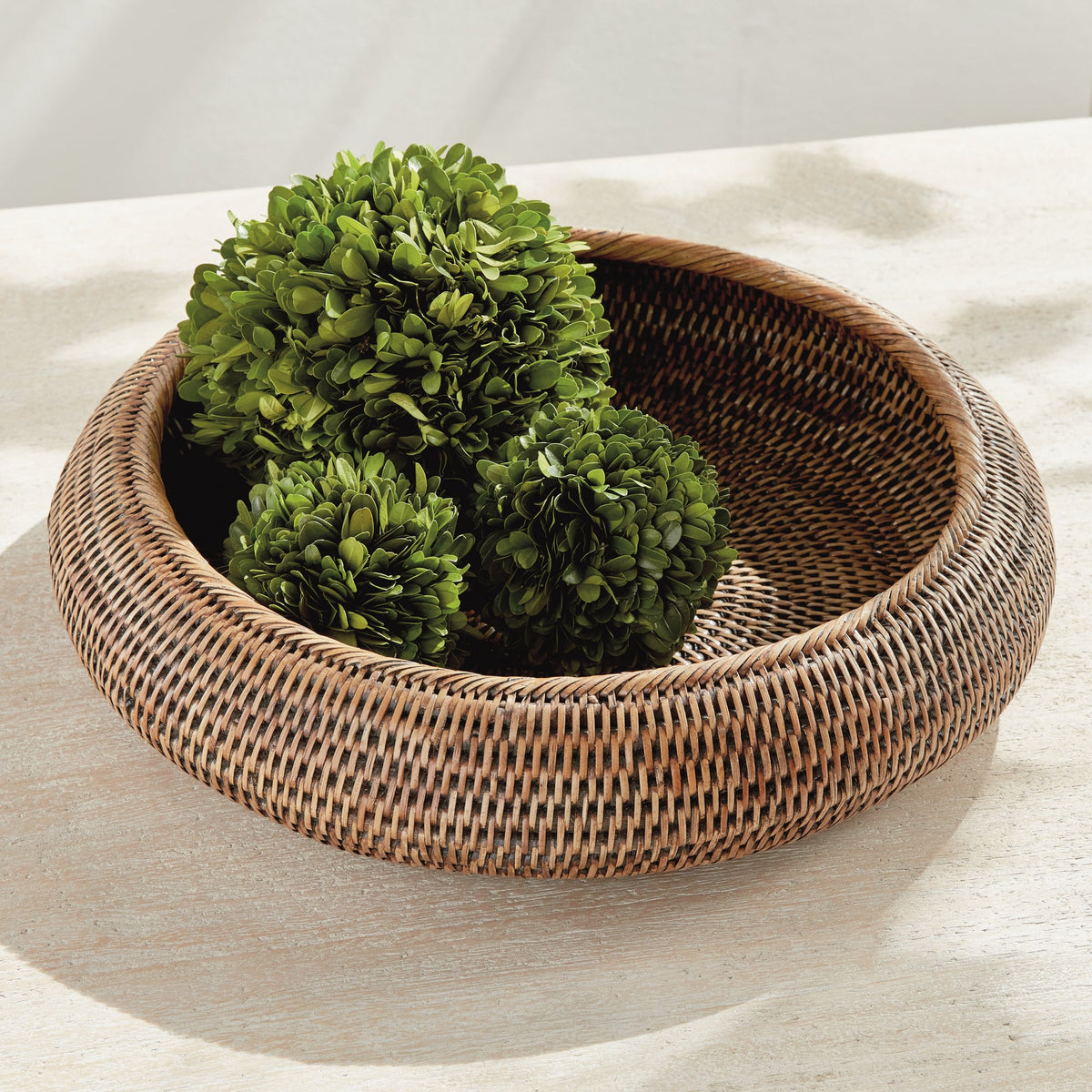 Burma Rattan Shallow Display Bowls, Set of 2