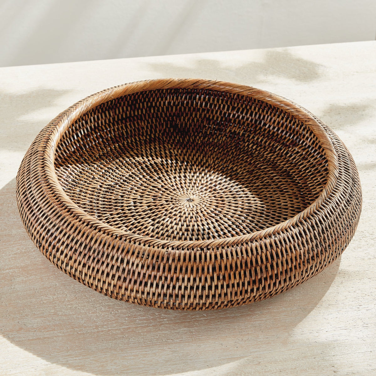 Burma Rattan Shallow Display Bowls, Set of 2