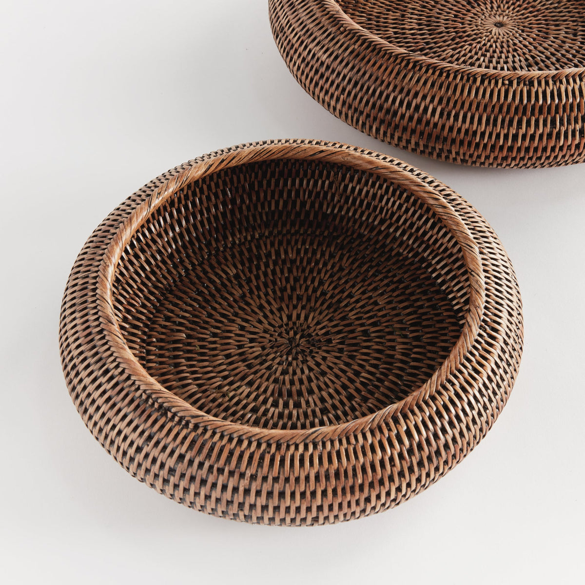 Burma Rattan Shallow Display Bowls, Set of 2