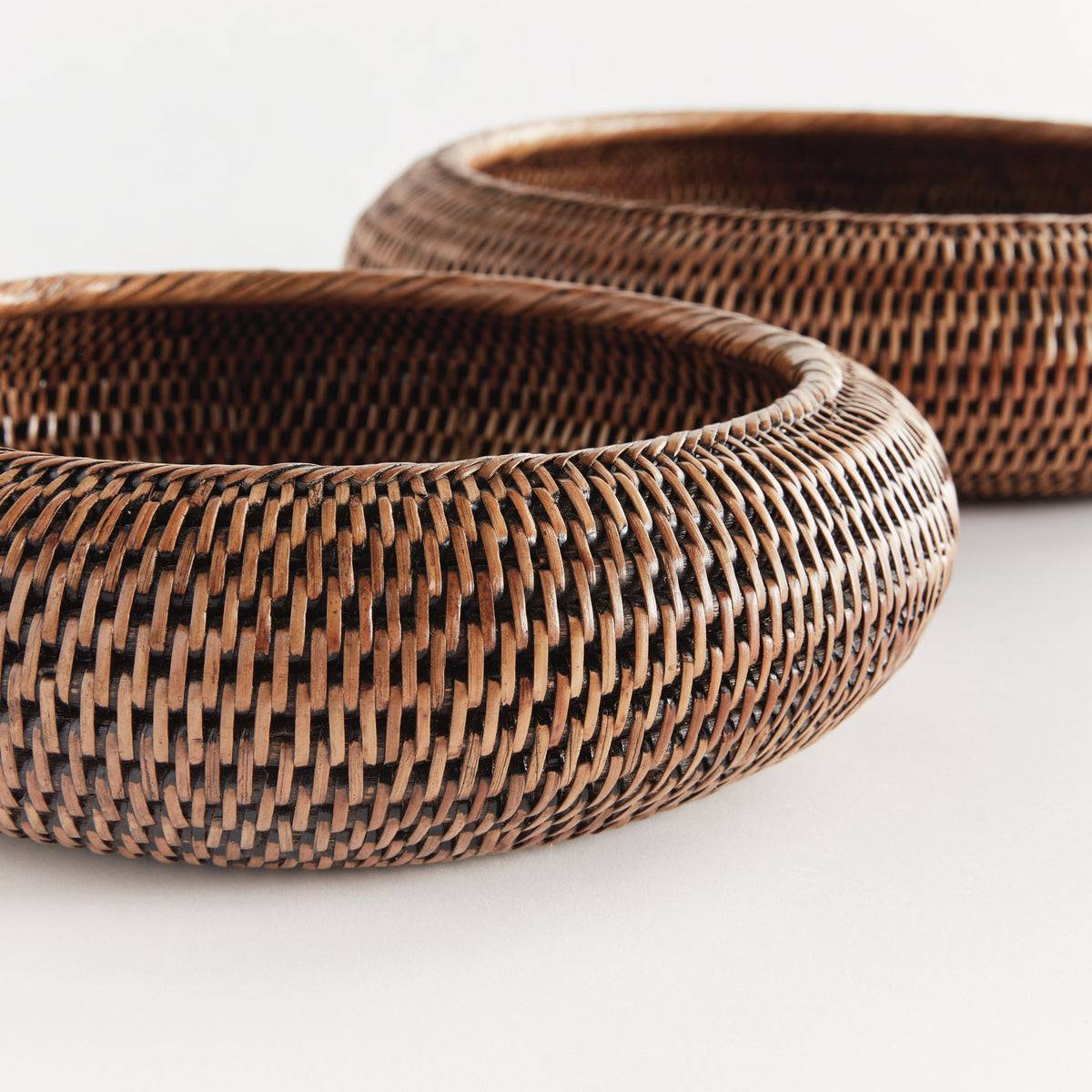 Burma Rattan Shallow Display Bowls, Set of 2