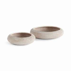 Burma Rattan Shallow Display Bowls, Set of 2