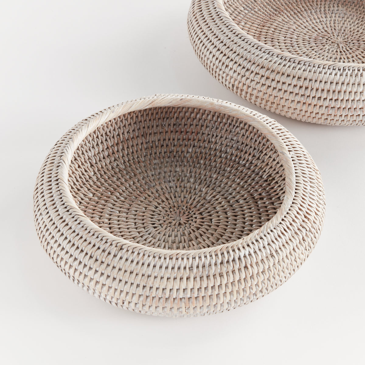 Burma Rattan Shallow Display Bowls, Set of 2