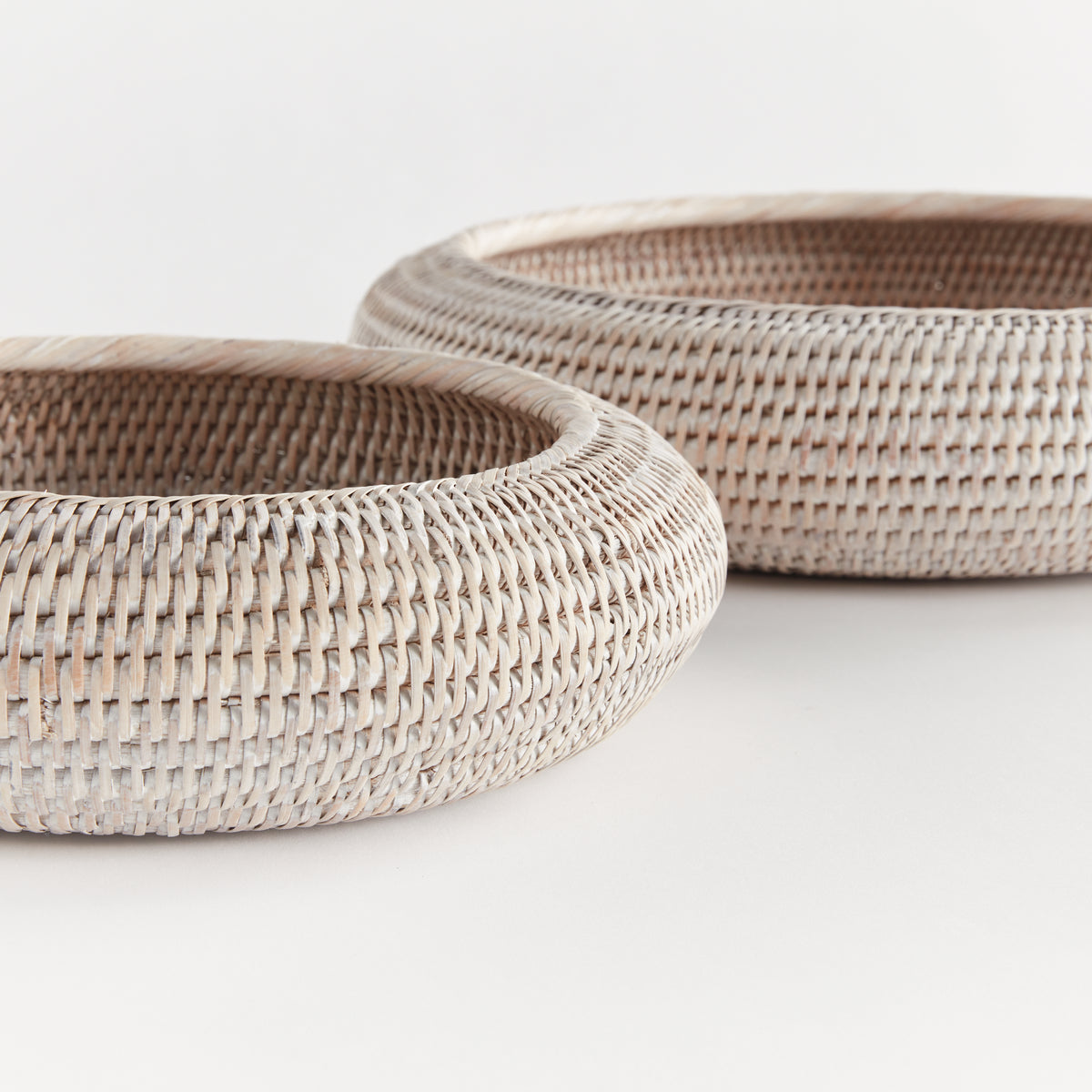 Burma Rattan Shallow Display Bowls, Set of 2