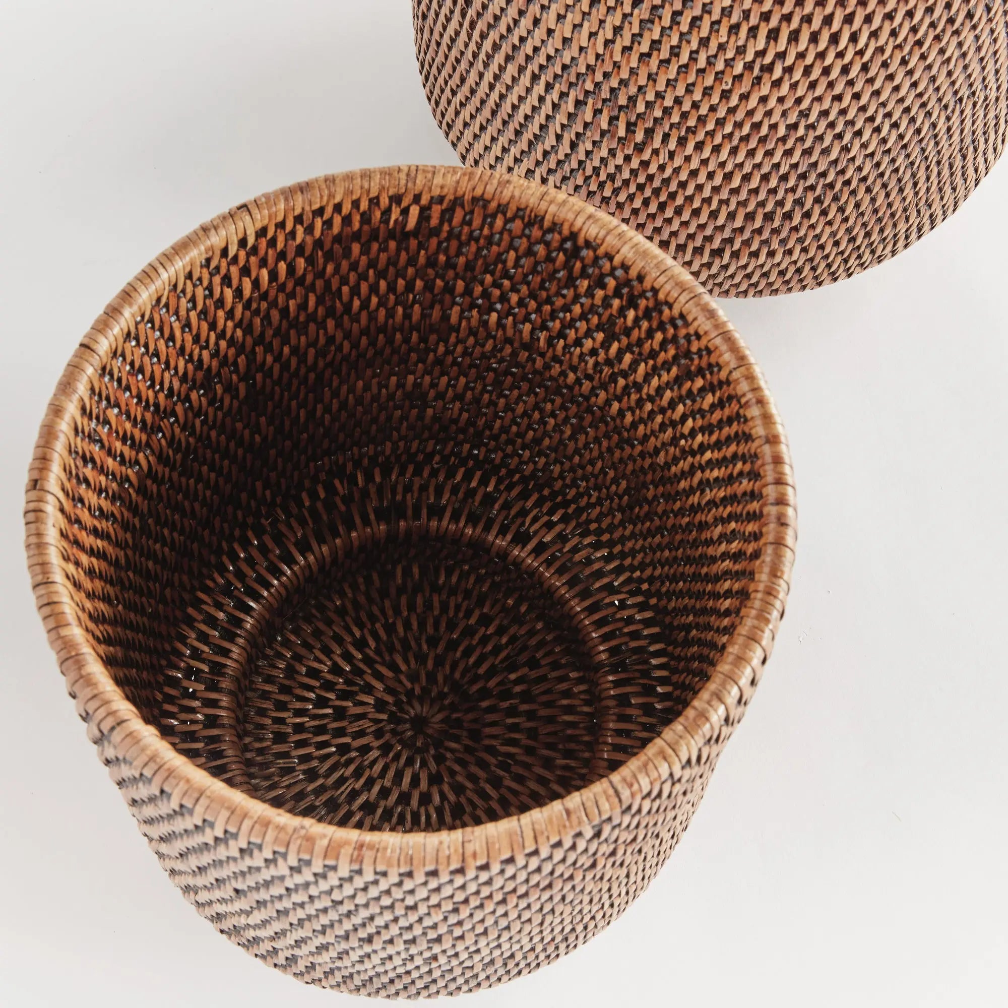 Burma Rattan Cachepot Set - 2 Handwoven Planters | Warm Brown - Villa Decor & Design