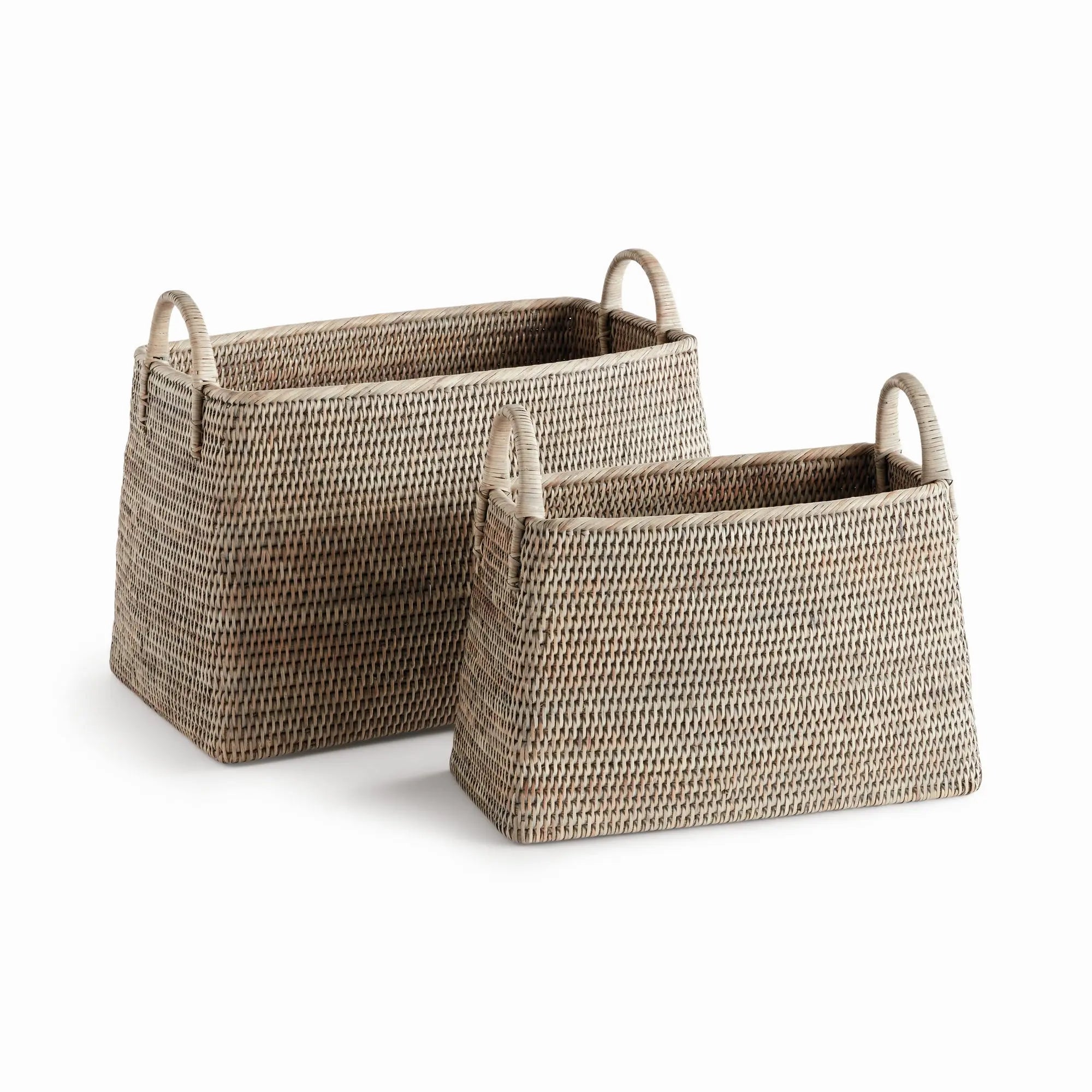 Handwoven Wicker Magazine Holders - Graywash