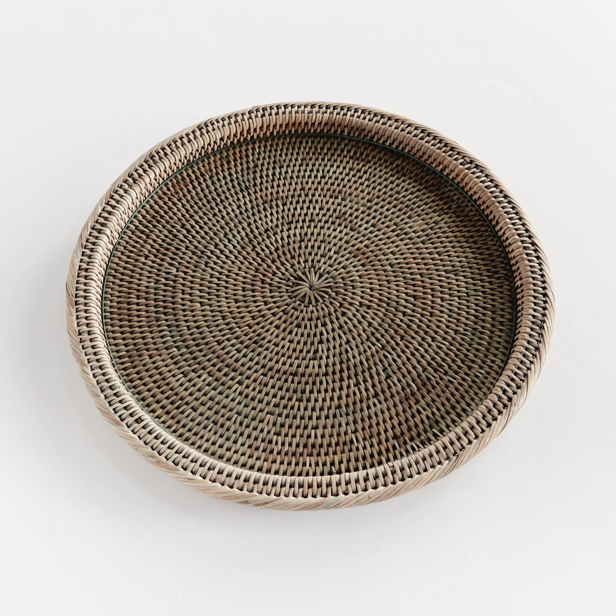 Burma Rattan Serving Platter - Graywash