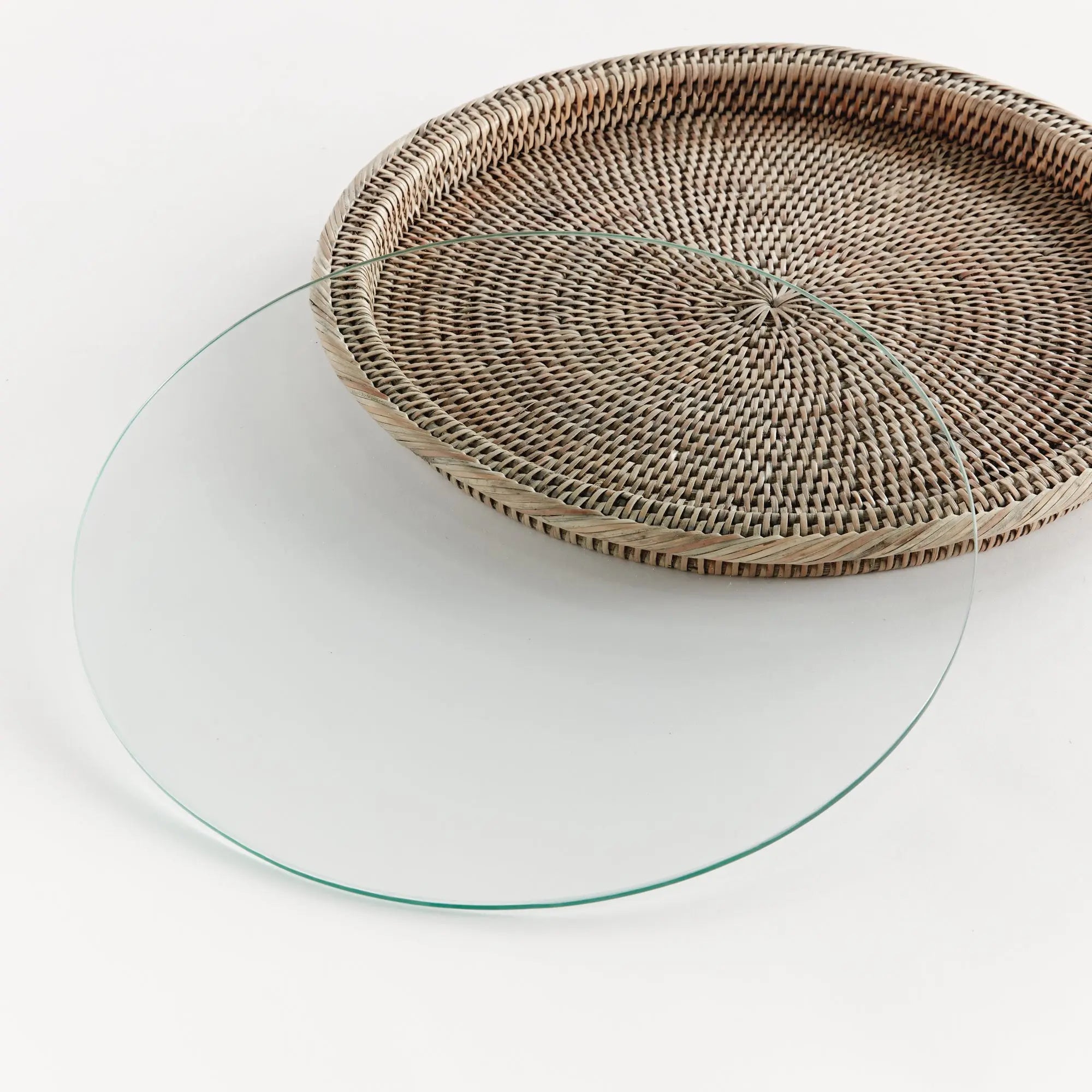 Burma Rattan Serving Platter - Graywash