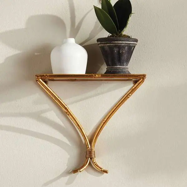 Daphne Wall Bracket - Mirrored Gold Coastal Wall Shelf - Villa Decor & Design