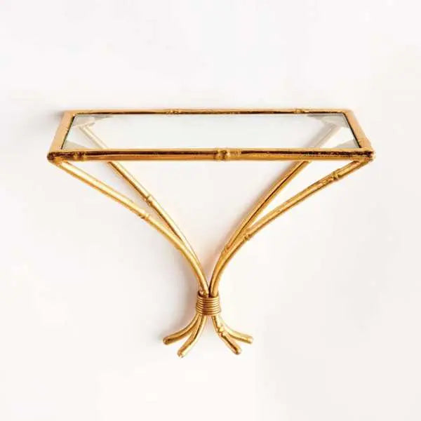 Daphne Wall Bracket - Mirrored Gold Coastal Wall Shelf - Villa Decor & Design