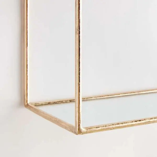 Abbey Mirrored Wall Shelves | Gold Mirrored Wall Shelves - Villa Decor & Design