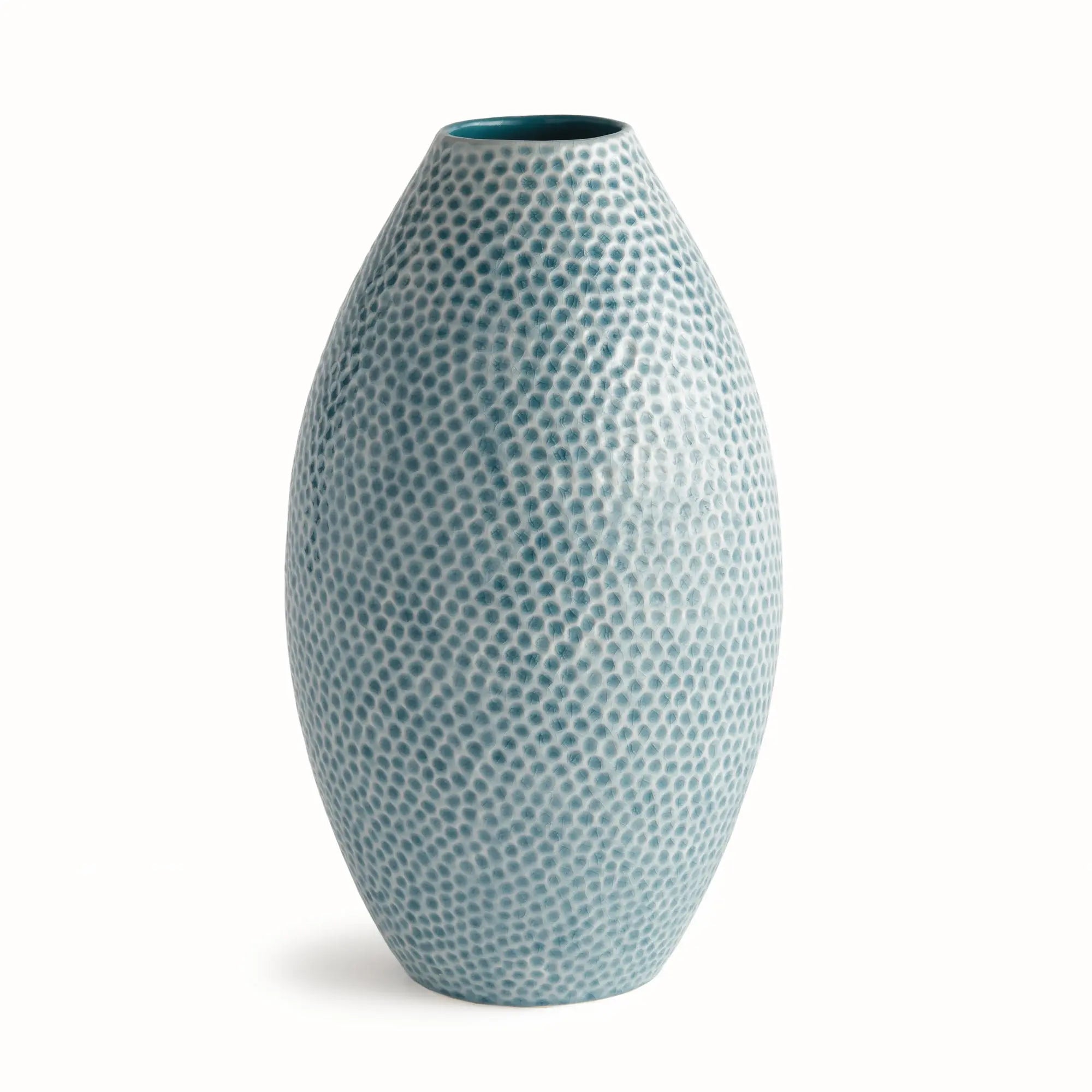 Miro Vase Tall - Handcrafted ceramic vase with organic dotted texture in blue