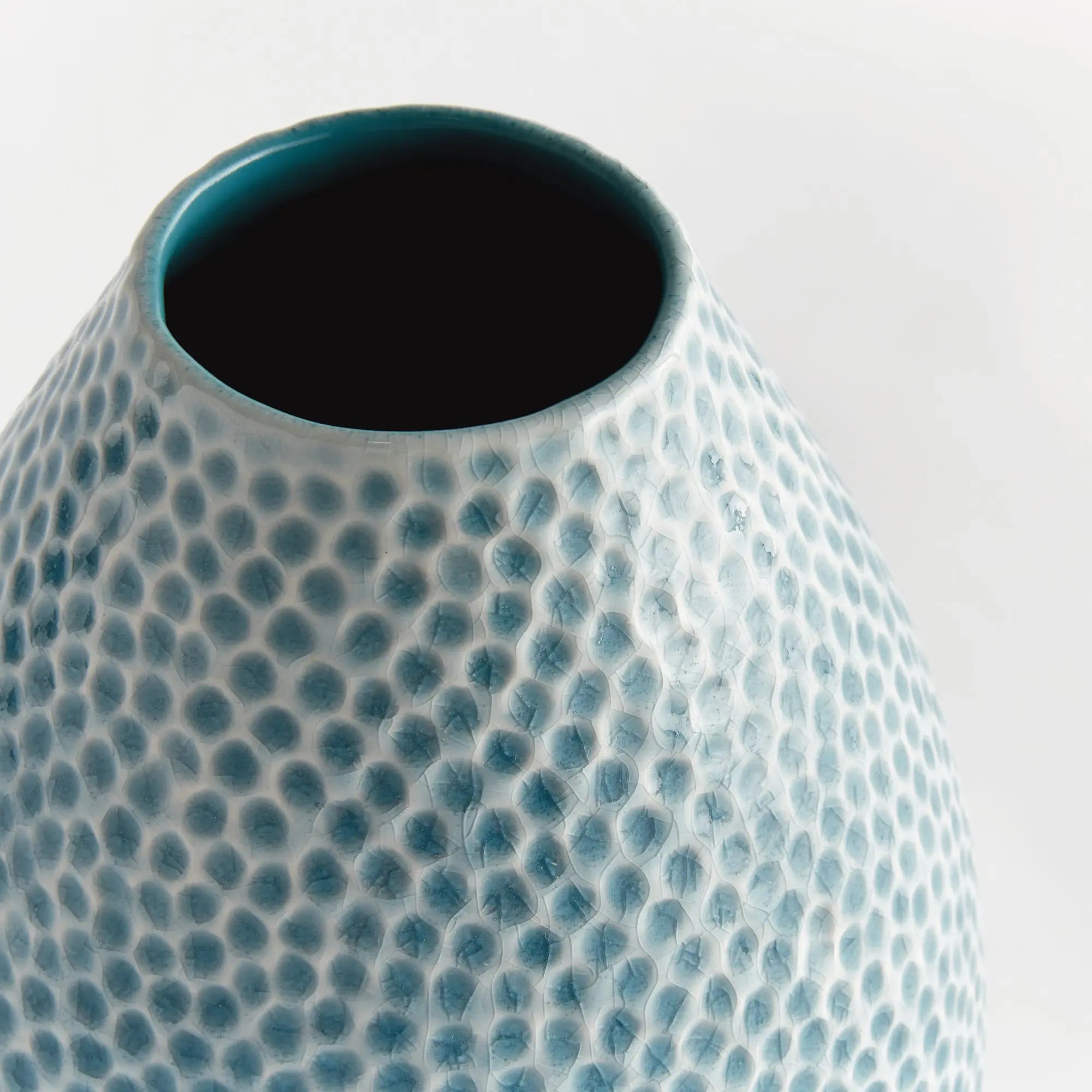 Miro Vase Tall - Handcrafted ceramic vase with organic dotted texture in blue