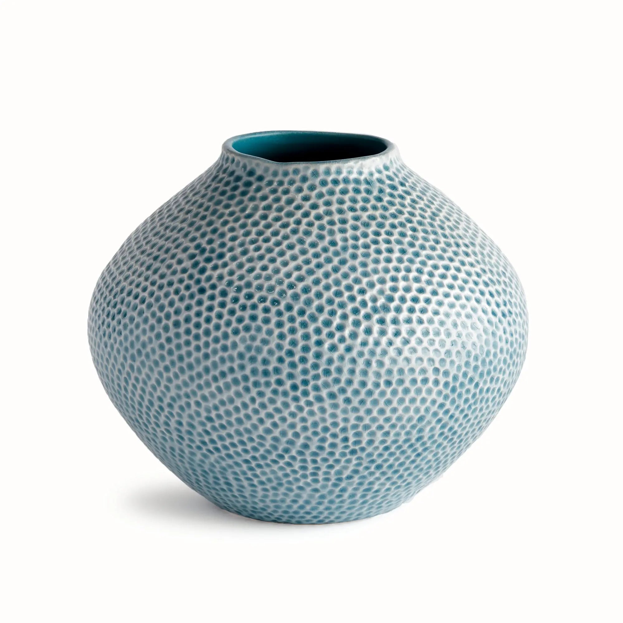 Miro Vase Medium - Handcrafted ceramic vase with organic dotted texture in blue