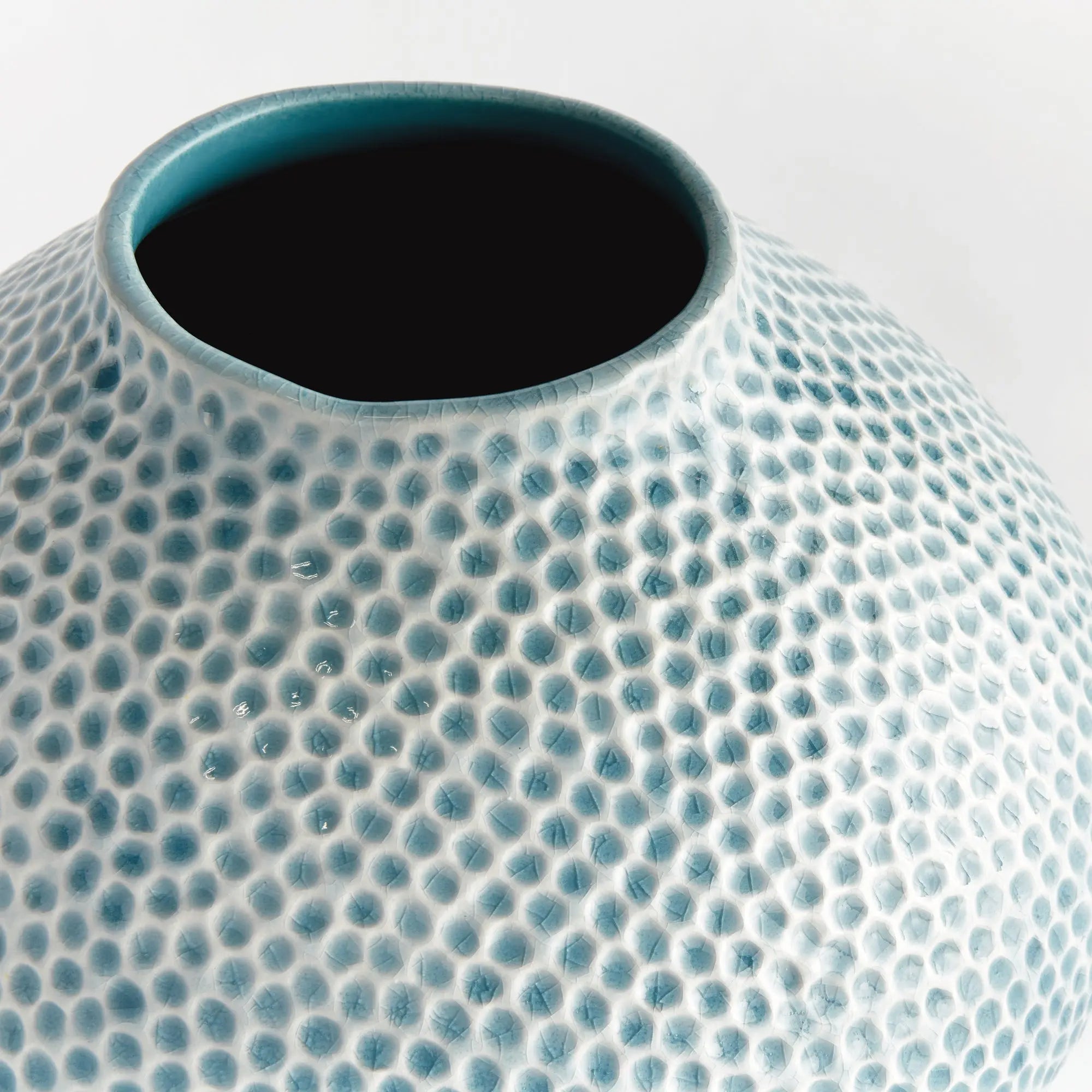 Miro Vase Medium - Handcrafted ceramic vase with organic dotted texture in blue