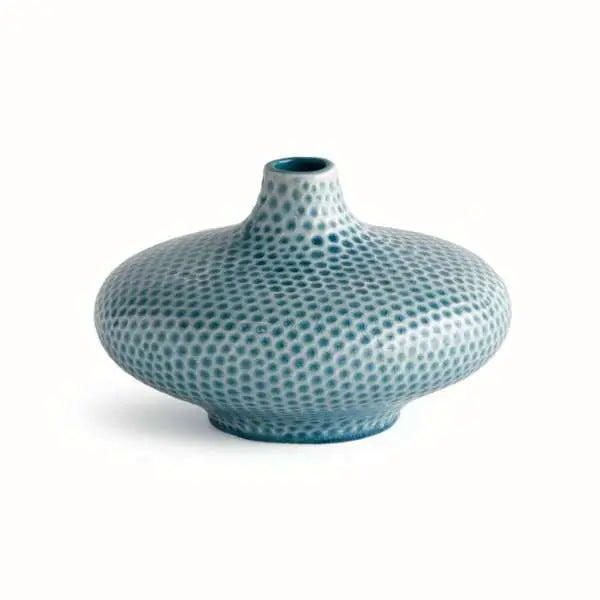 Miro Short Vase - Handcrafted ceramic vase with organic dotted texture in blue