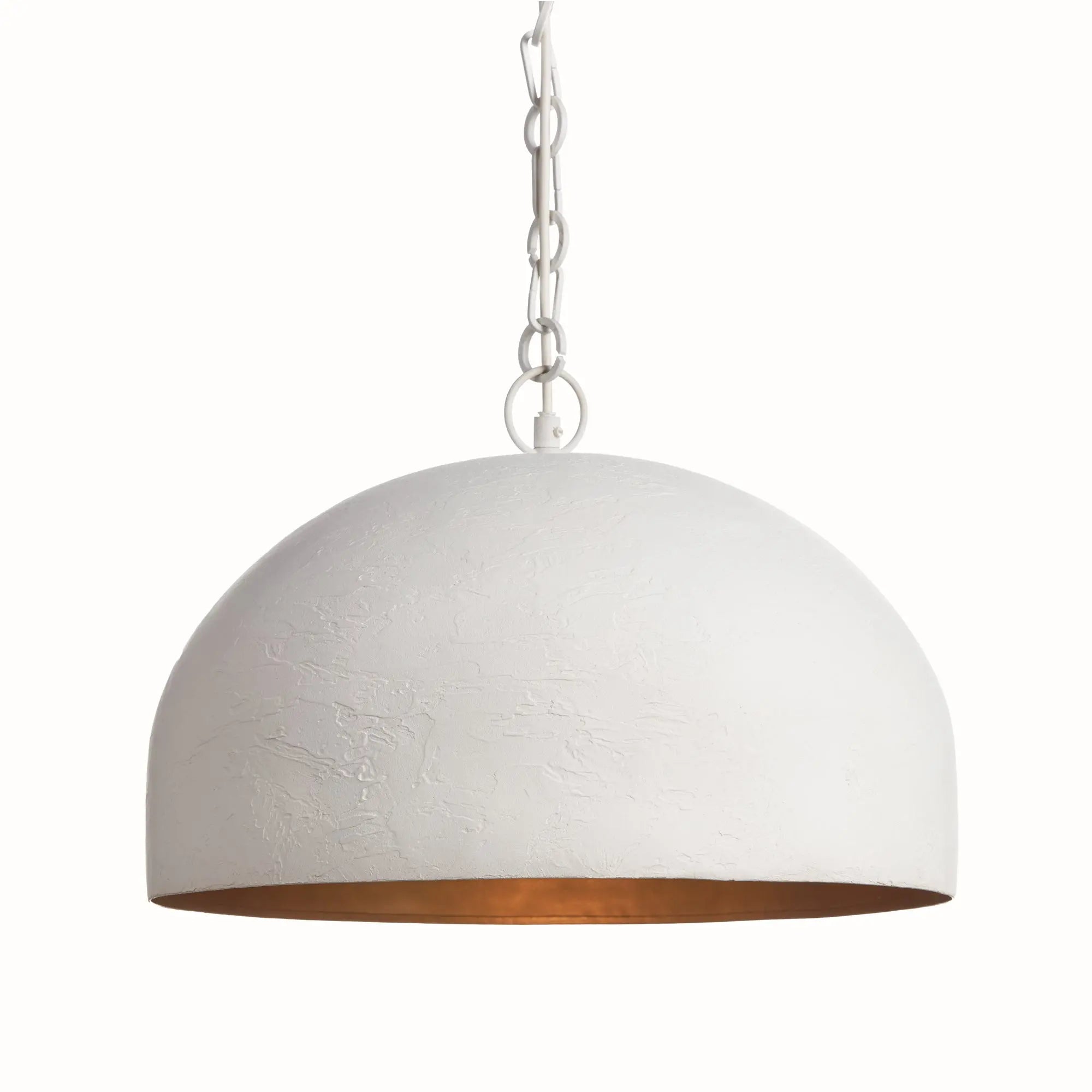 Thayer Medium White pendant light with a textured finish on a white background