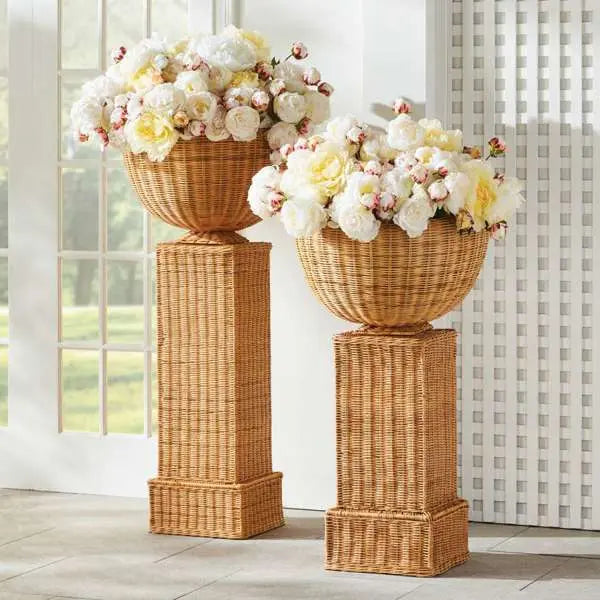 Charleston Rattan Pedestal Tall – Cream, Tan or Black