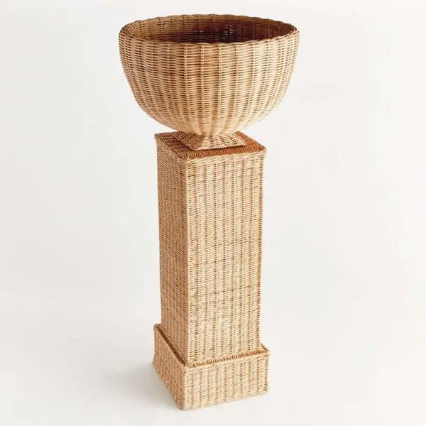 Charleston Rattan Pedestal Tall – Cream, Tan or Black