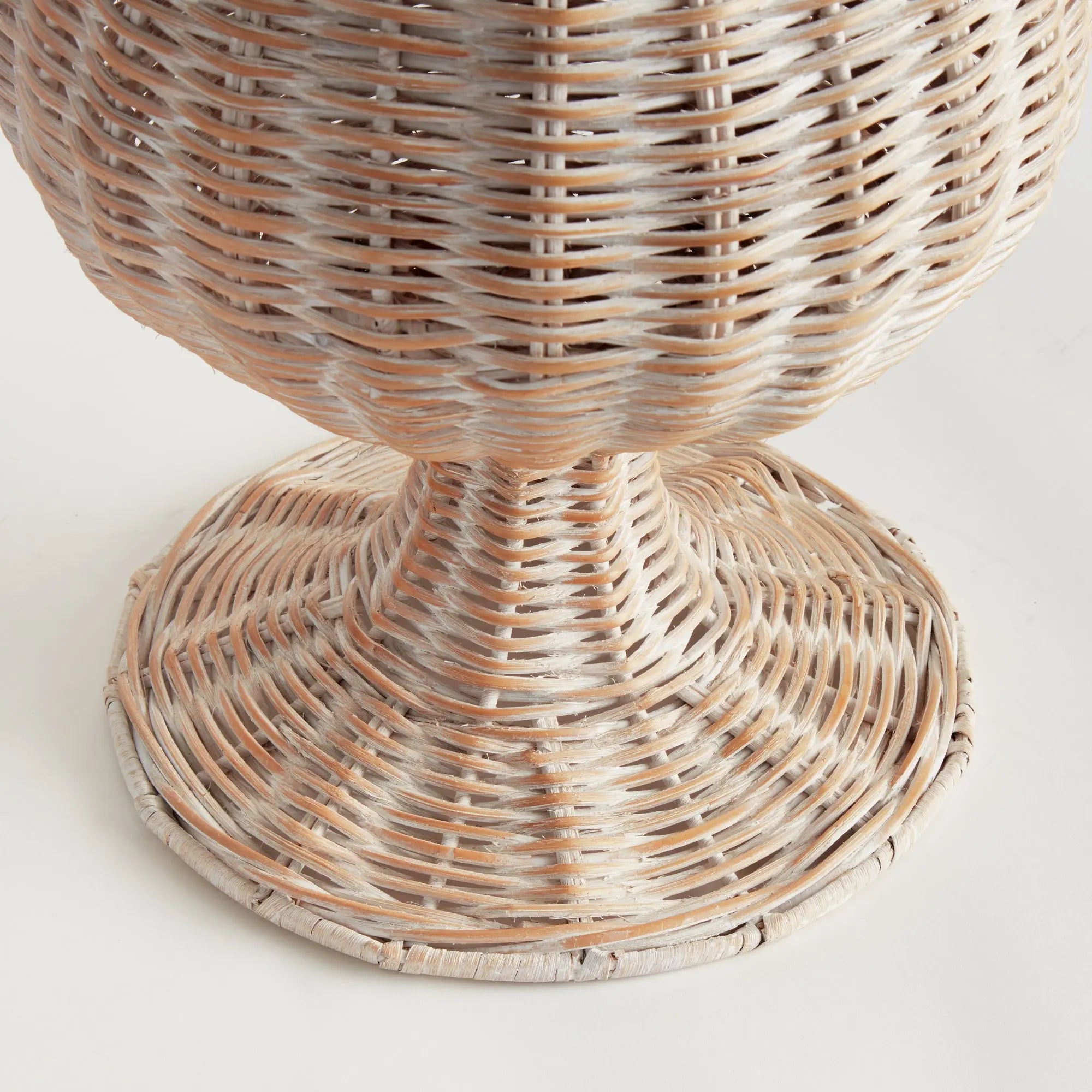 Chesapeake Rattan Footed Urn - 22" Tall | Whitewash or Natural Vessel - Villa Decor & Design