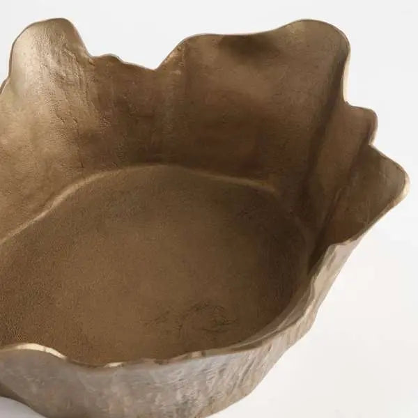 Garin Decorative Bowl - 22" Organic Antique Brass Cast Aluminum Bowl - Villa Decor & Design