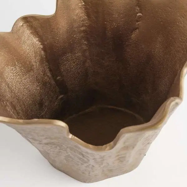 Garin Decorative Vase - 11" Organic Antique Brass Cast Aluminum Vase - Villa Decor & Design