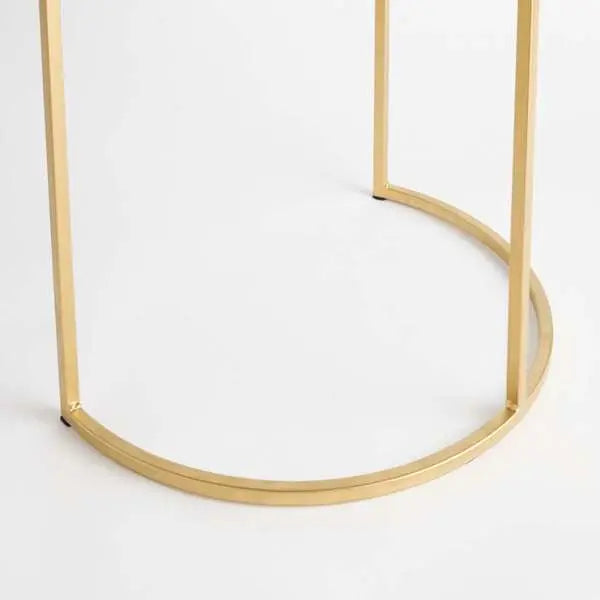 Annamaria Side Table - White Marble & Gold Demilune Table - Villa Decor & Design