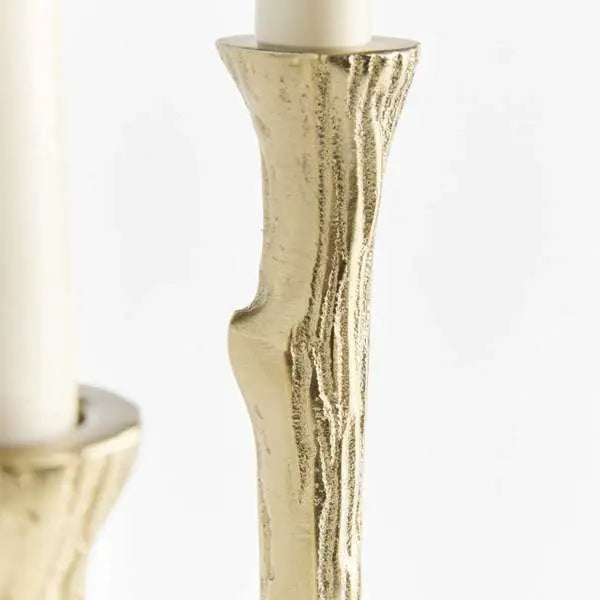 Bram Cast Aluminum Taper Candle Holders Set of 2 | Gold Napa Home & Garden