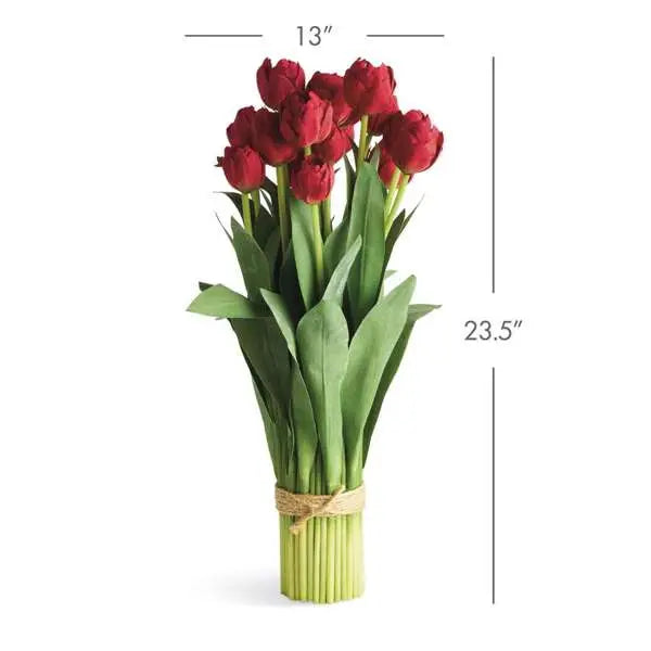 Peony Tulip Bundle Drop-In 18" or 23.5" - RED | Realistic Faux Tulips Napa Home & Garden