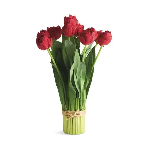 Peony Tulip Bundle Drop-In 18" or 23.5" - RED | Realistic Faux Tulips Napa Home & Garden